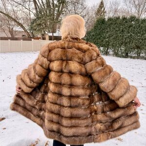 Luxury Barguzin Russian Sable Fur Coat – NEW w/ Tags – Size L–XL